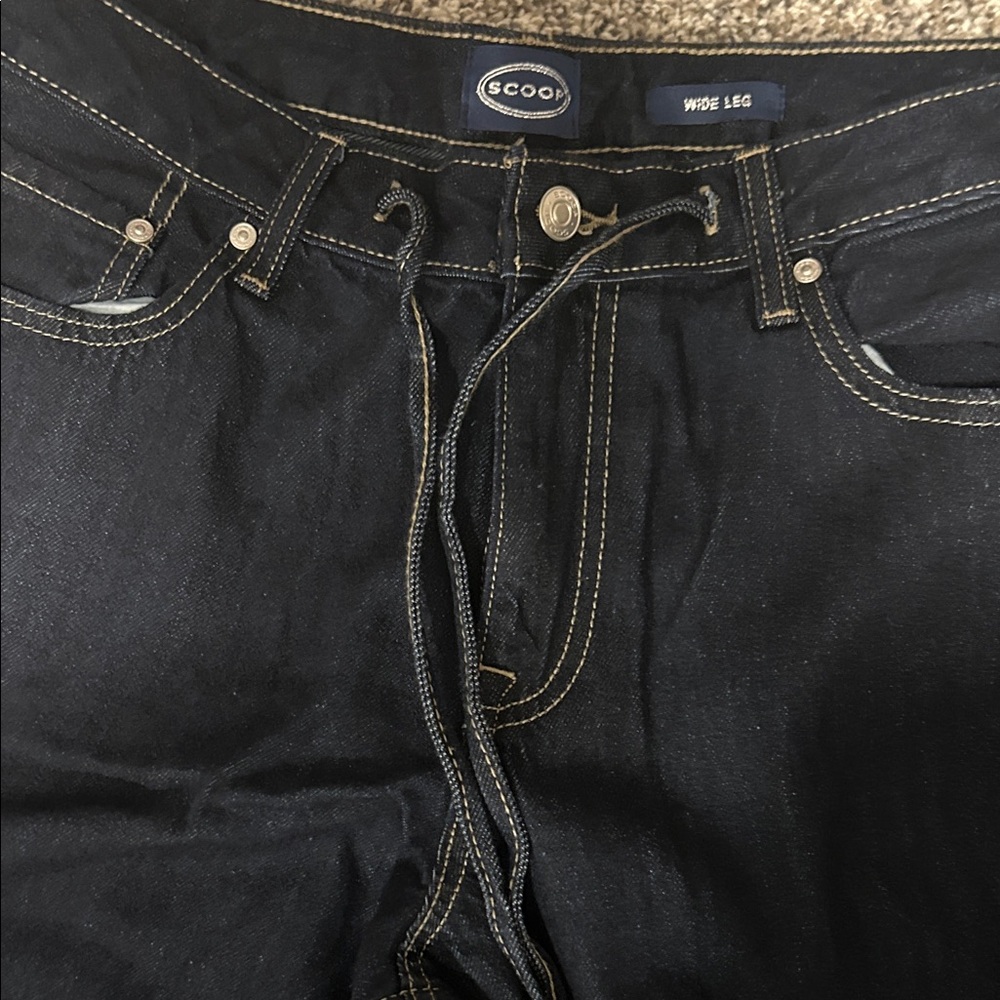 Scoop NYC Dark Blue Flare & Wide Leg Jeans - Picture 2 of 5